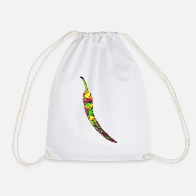 Chili Farbexplosion Illustration - Turnbeutel - Weiß
