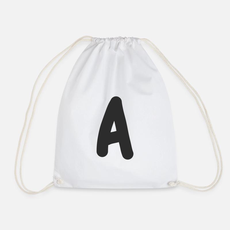 Letter a - Drawstring Bag - white