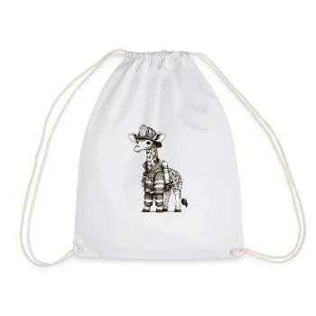 Cute Giraffe Firefighter - Drawstring Bag - white - Front