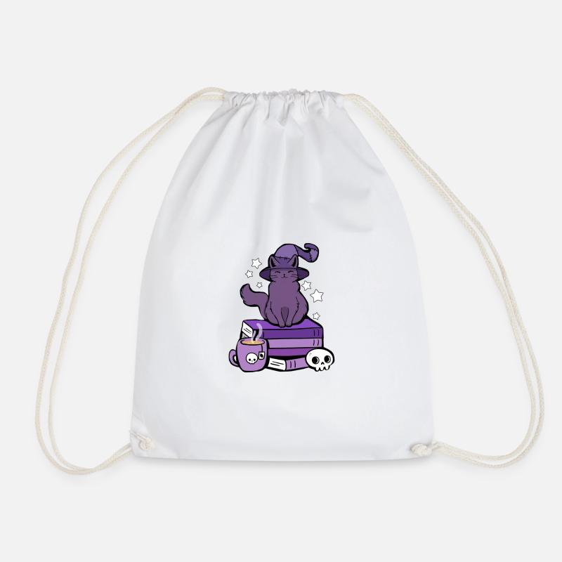 WITCH CAT - Drawstring Bag - white
