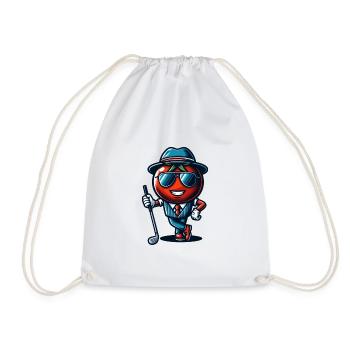 Funny golf tomato in a cool suit with - Drawstring Bag - white - Front