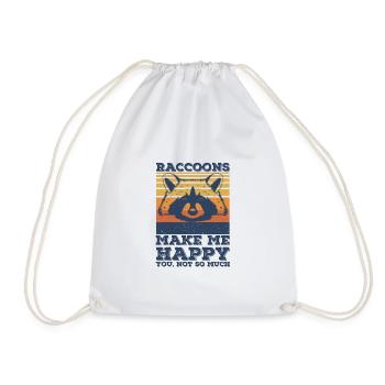 Raccoon - Drawstring Bag - white - Front