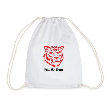 Beat the beast gym motivation Fitness Tiger Train - Turnbeutel - Weiß - Vorne