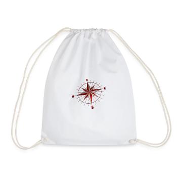 Compass red floating - Drawstring Bag - white - Front