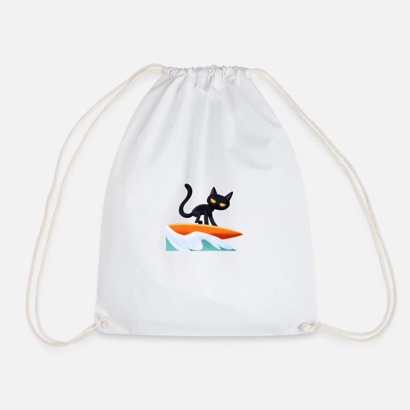 surfing cat - Turnbeutel - Weiß