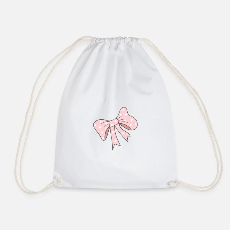 pink bow - Drawstring Bag - white