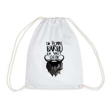 citation homme barbu vaut deux 2 humour barbe drol - Sac de sport léger - blanc - Devant