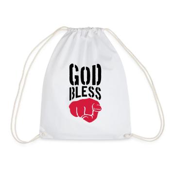 god bless you finger zeigen hand lustig gott jesus - Turnbeutel - Weiß - Vorne