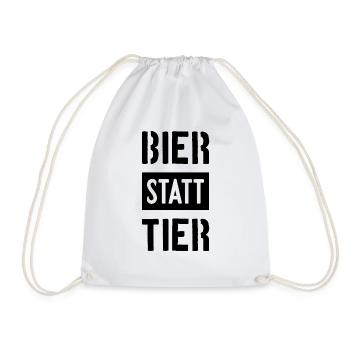 BIER STATT TIER VEGAN VEGANER - Turnbeutel - Weiß - Vorne