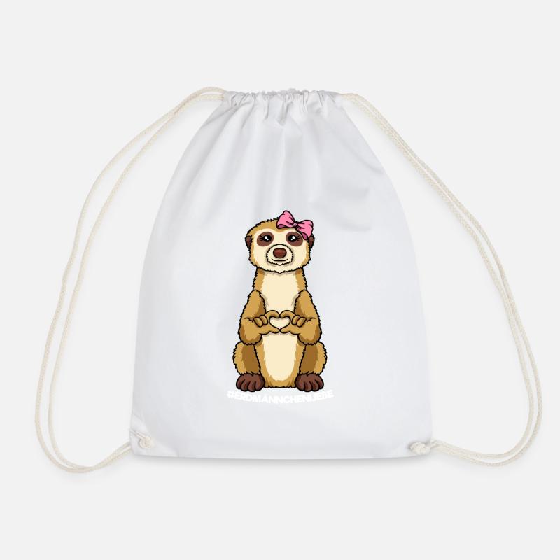Erdmännchenliebe Erdmännchenmama Erdmännchen Herz - Turnbeutel - Weiß