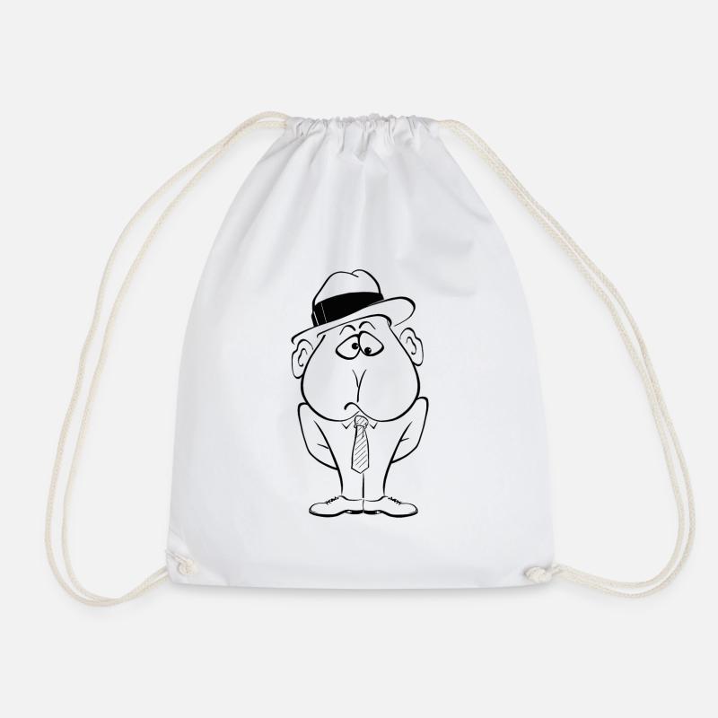 Man in a hat - Drawstring Bag - white