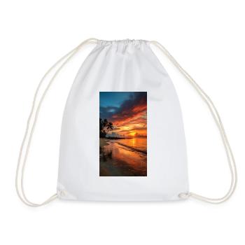 Lonely sunset on the beach - Drawstring Bag - white - Front