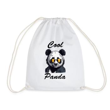 Panda / Animal / Zoo / Bamboo / Wild / Childlike - Drawstring Bag - white - Front