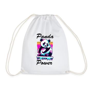Panda / Animal / Zoo / Bamboo / Wild / Childlike - Drawstring Bag - white - Front