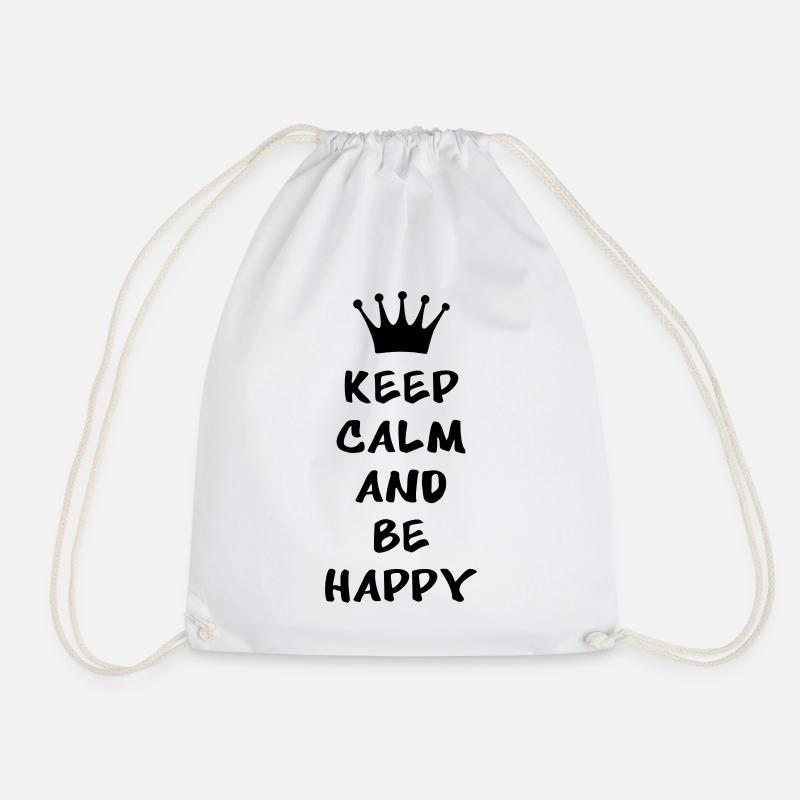 Keep calm and be happy - Drawstring Bag - white
