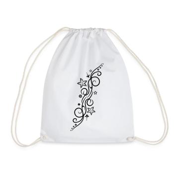 Tattoo ornament with flowers and stars. - Drawstring Bag - white - Front