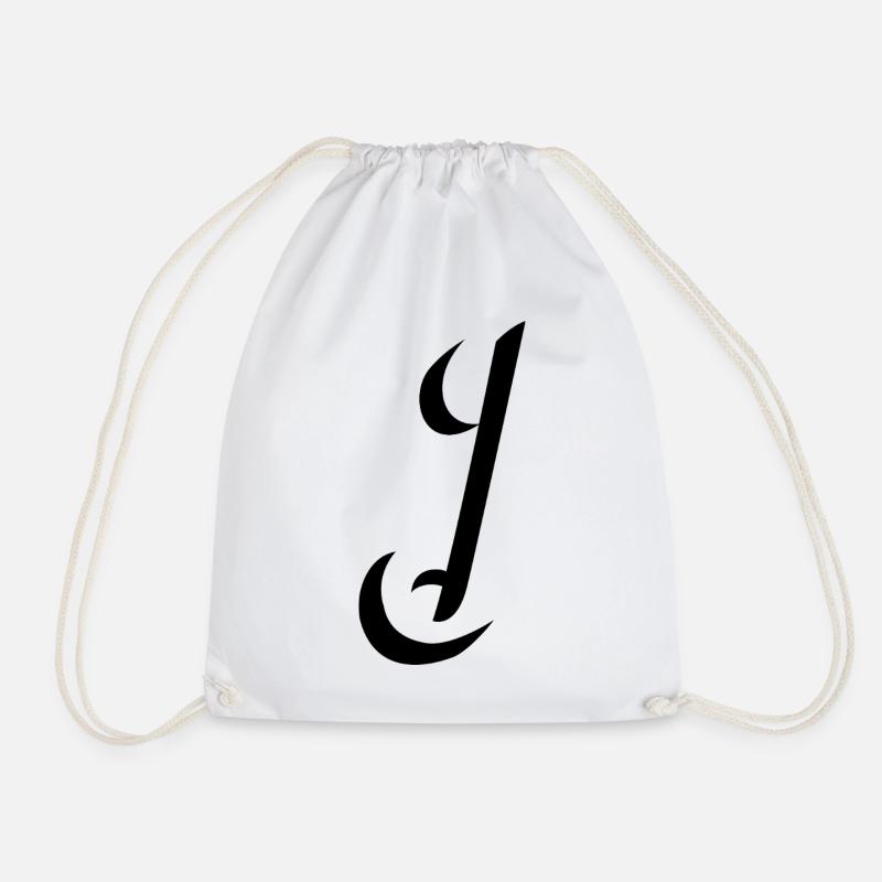 Letter J, name, the letter J - Drawstring Bag - white