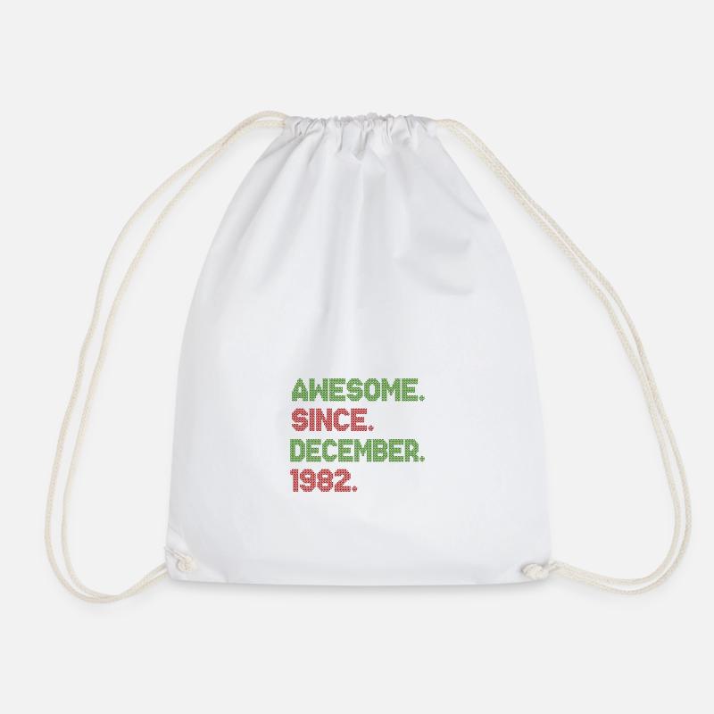 Awesome Since December Christmas Ave 1982 - Drawstring Bag - white