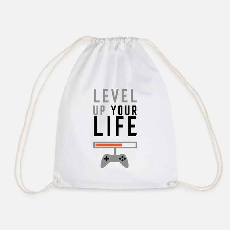Level Up Your Life - Drawstring Bag - white