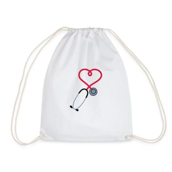 stethoscope_sp7 - Drawstring Bag - white - Front