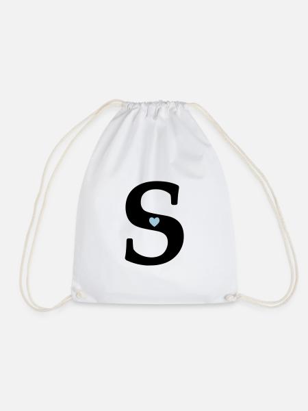 Letter S Initial Letter - Drawstring Bag - white