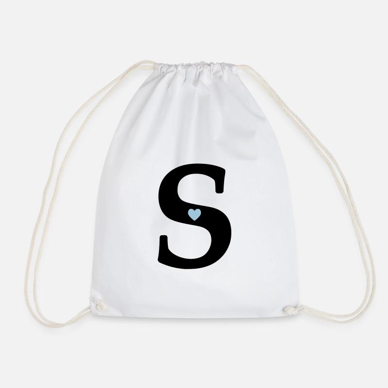 Letter S Initial Letter - Drawstring Bag - white