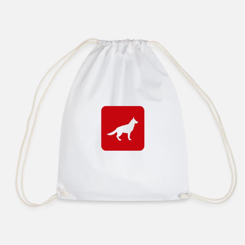 German shepherd - Drawstring Bag - white