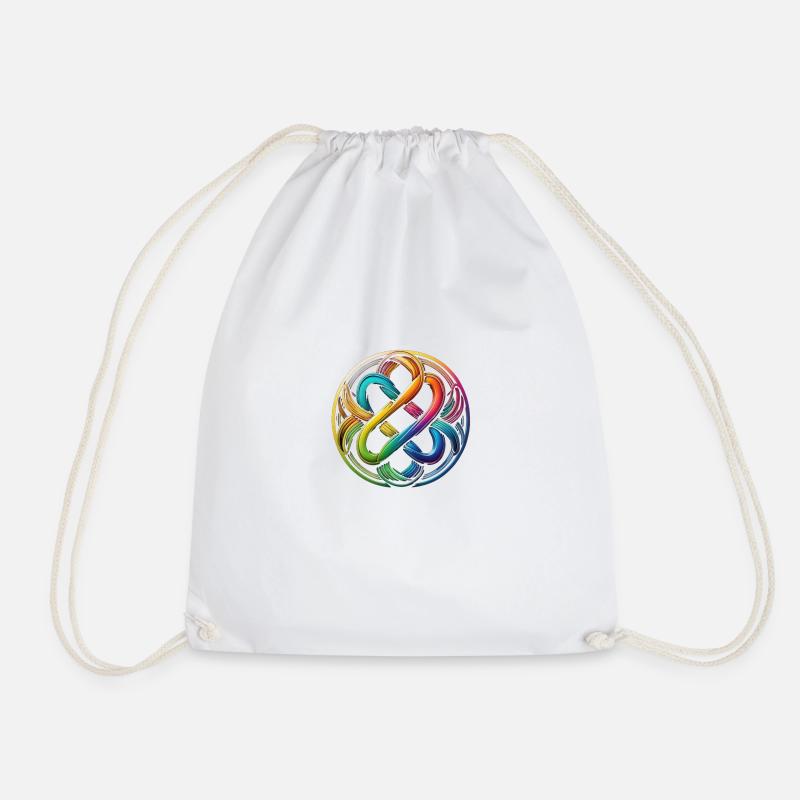 Ein keltischer Knoten in Regenbogen Farben - Turnbeutel - Weiß