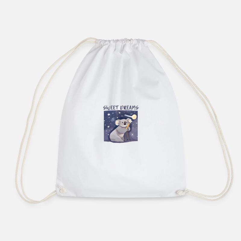 Cute Koala Astronomer: Starry Sky Exploration - Drawstring Bag - white