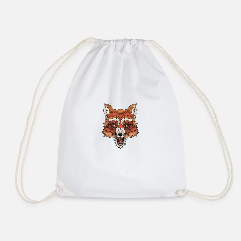 The brown fox - Drawstring Bag - white