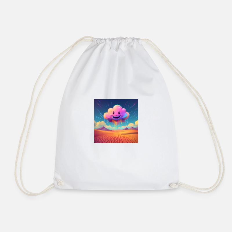 Happy Rainbow Cloud - Drawstring Bag - white