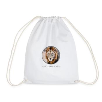 Lion Portrait – Save the Lion Campaign - Drawstring Bag - white - Front