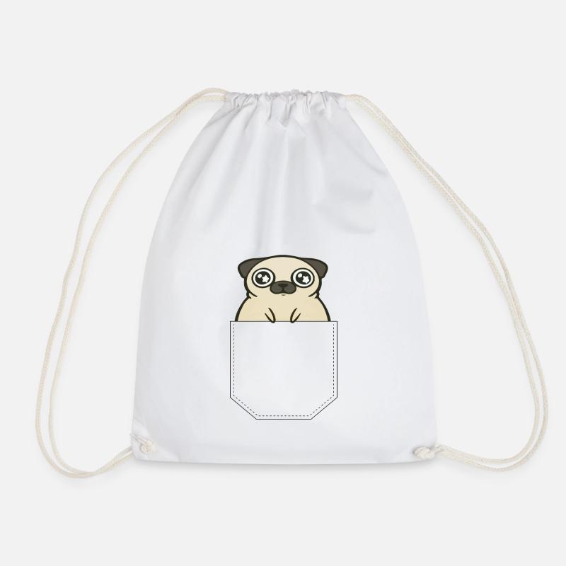 Brusttasche mit Mops Geschenk Idee - Turnbeutel - Weiß