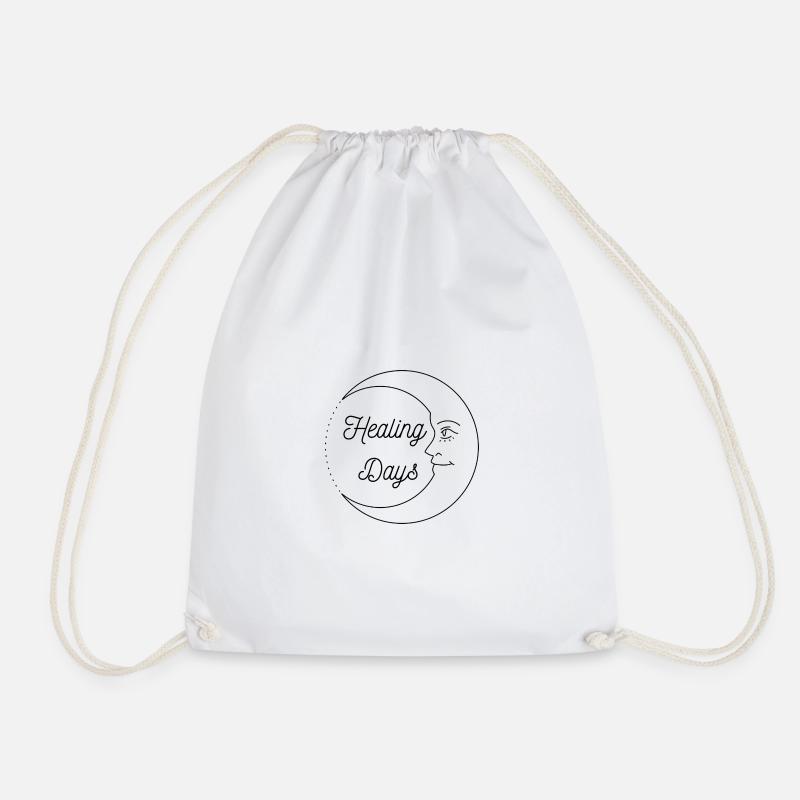 Moon Design Black - Drawstring Bag - white