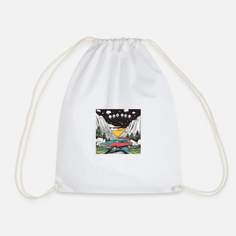 Road trip - Drawstring Bag - white