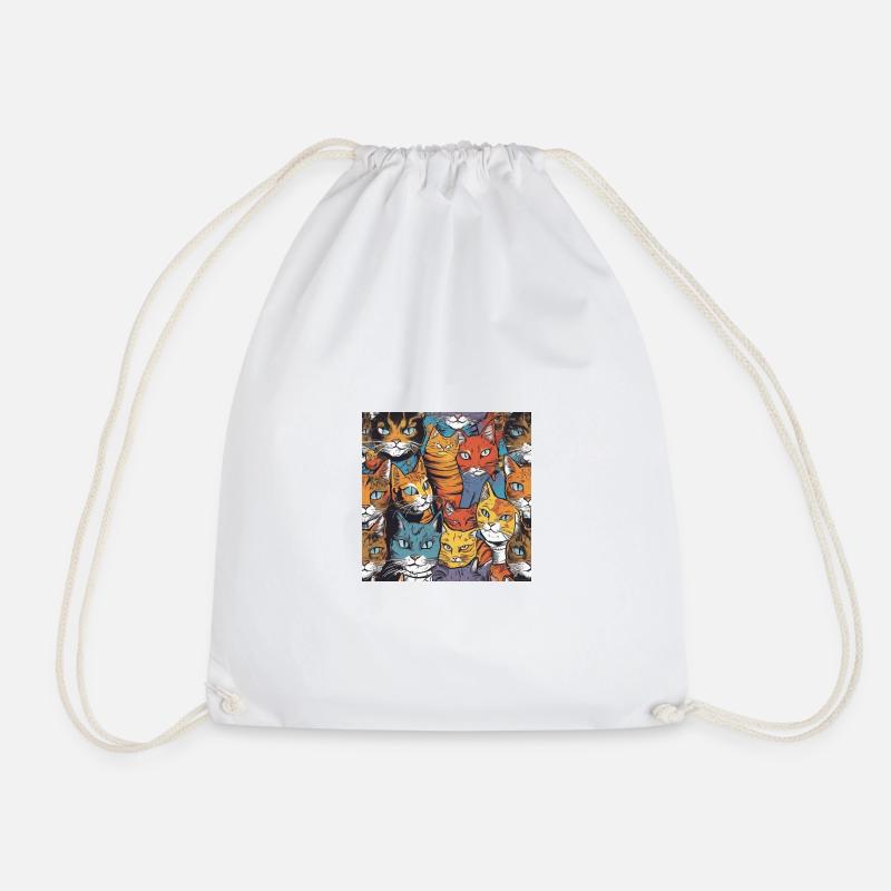 Cats - Drawstring Bag - white