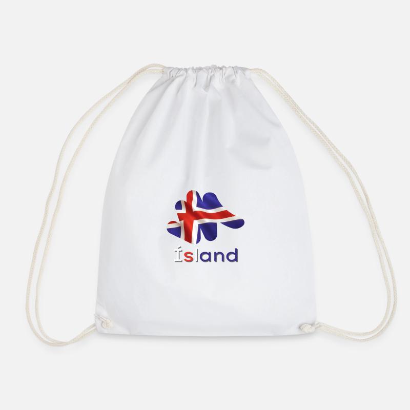 Flag Ísland - Drawstring Bag - white