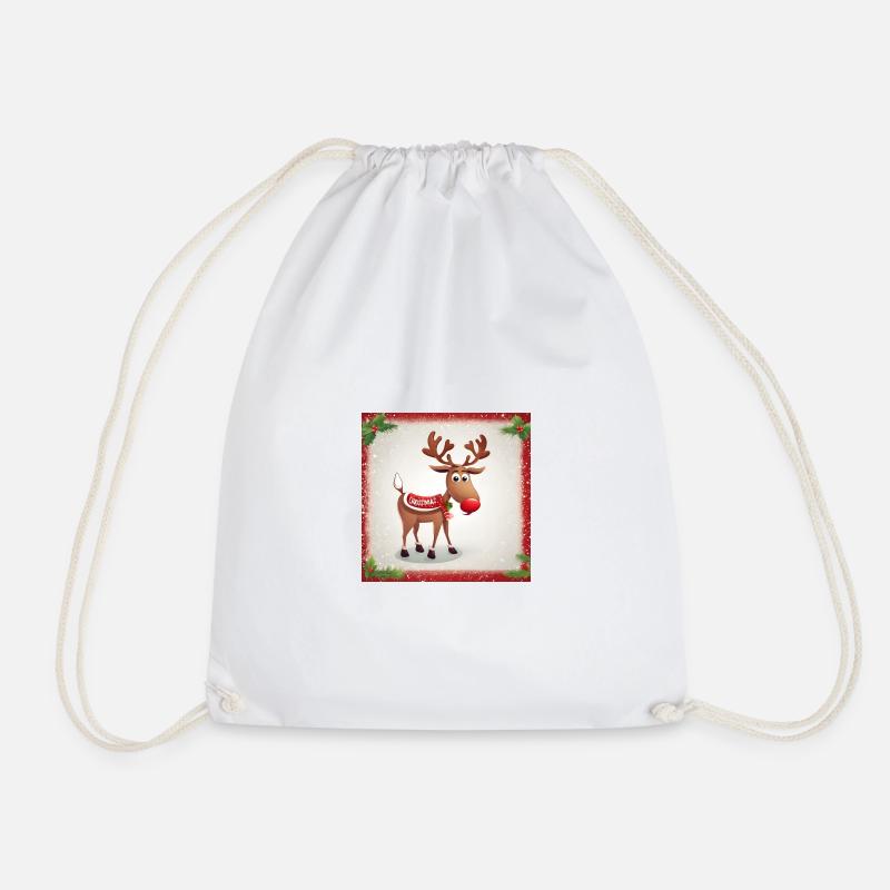 Reindeer Christmas - Drawstring Bag - white