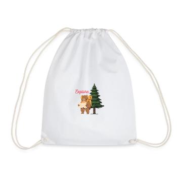 Explore Camping Shirt – Bear in the Woods - Drawstring Bag - white - Front