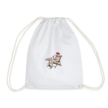 French Poodle Wine & Cheese Funny Original Design - Drawstring Bag - white - Front