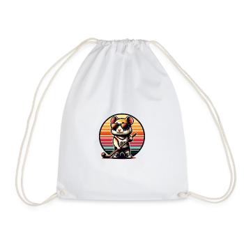 Retro Hamster Field Hockey Player Team - Drawstring Bag - white - Front