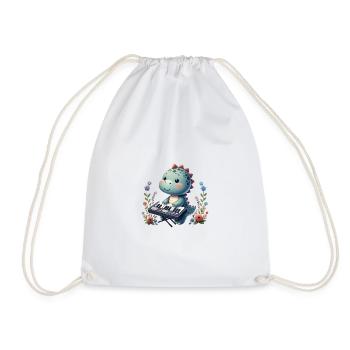 Dino Claviériste Cute Design - Sac de sport léger - blanc - Devant