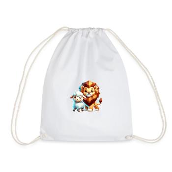 Christian Clothing Lion and Lamb - Drawstring Bag - white - Front