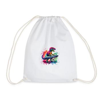 Musicien dino cool au clavier - Sac de sport léger - blanc - Devant
