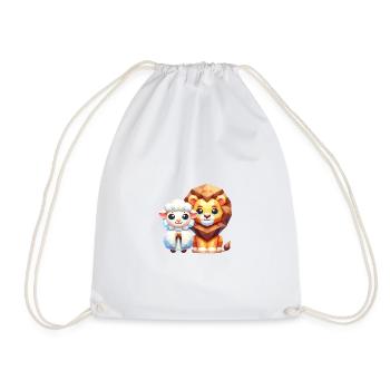 Lion and Lamb Christian Clothing - Drawstring Bag - white - Front