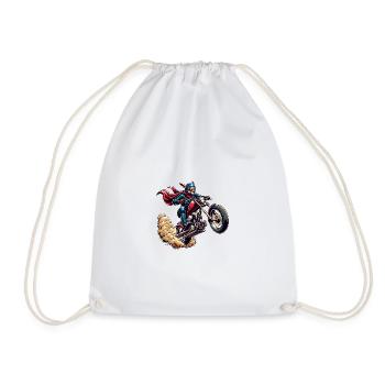 Motorcycle Kangaroo Heroic Adventure - Drawstring Bag - white - Front