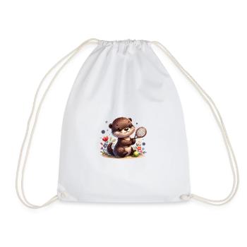 Mignon joueur de tennis loutre - Sac de sport léger - blanc - Devant