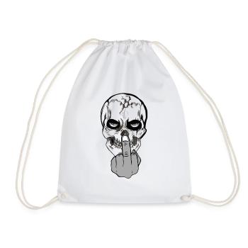 Bad Skull -Deathhead with message - Drawstring Bag - white - Front