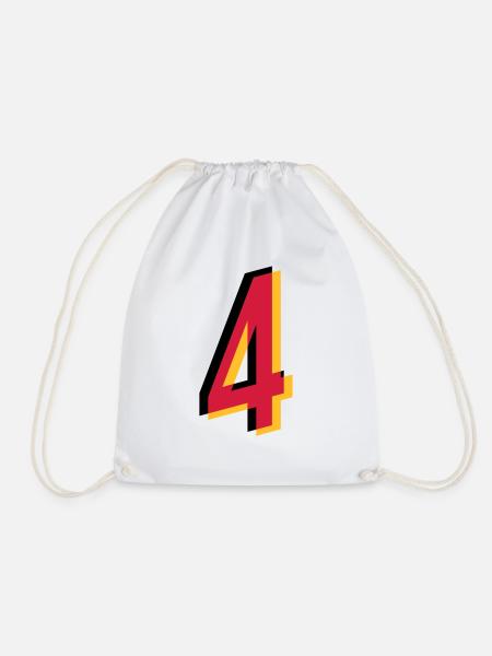 4 Number Germany jersey number black red gold - Drawstring Bag - white