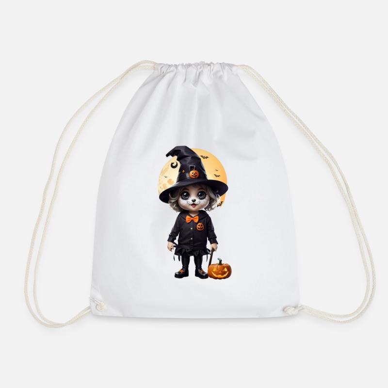 Halloween Katzenfrau - Turnbeutel - Weiß